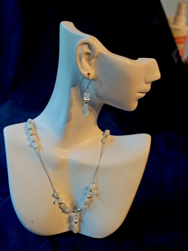shimmering moonstone teardrop pendant and earring set